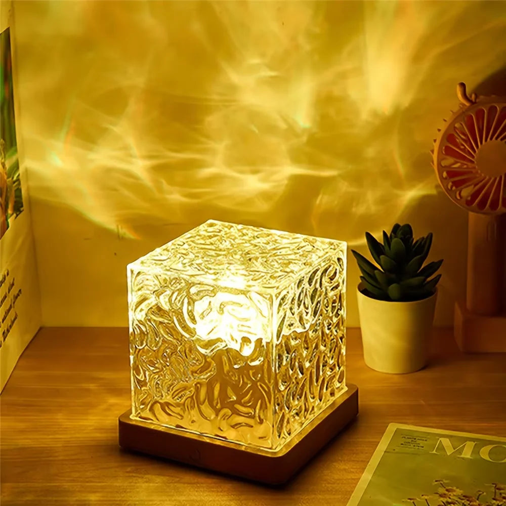 Night Light Projector Water Wave Effect Remote Control