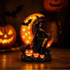 Night Light Witch On Moon Polyresin LED Cordless