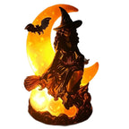 Night Light Witch On Moon Polyresin LED Cordless