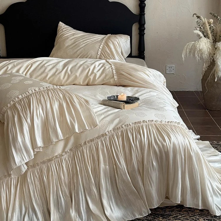 Nightgown Satin Tiered Ruffle Lightweight & Breathable