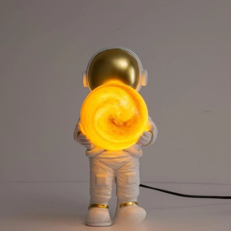 Nightstand Lamp Astronaut Figure Marbled Globe Rechargeable & Plug-In