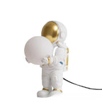 Nightstand Lamp Astronaut Figure Marbled Globe Rechargeable & Plug-In