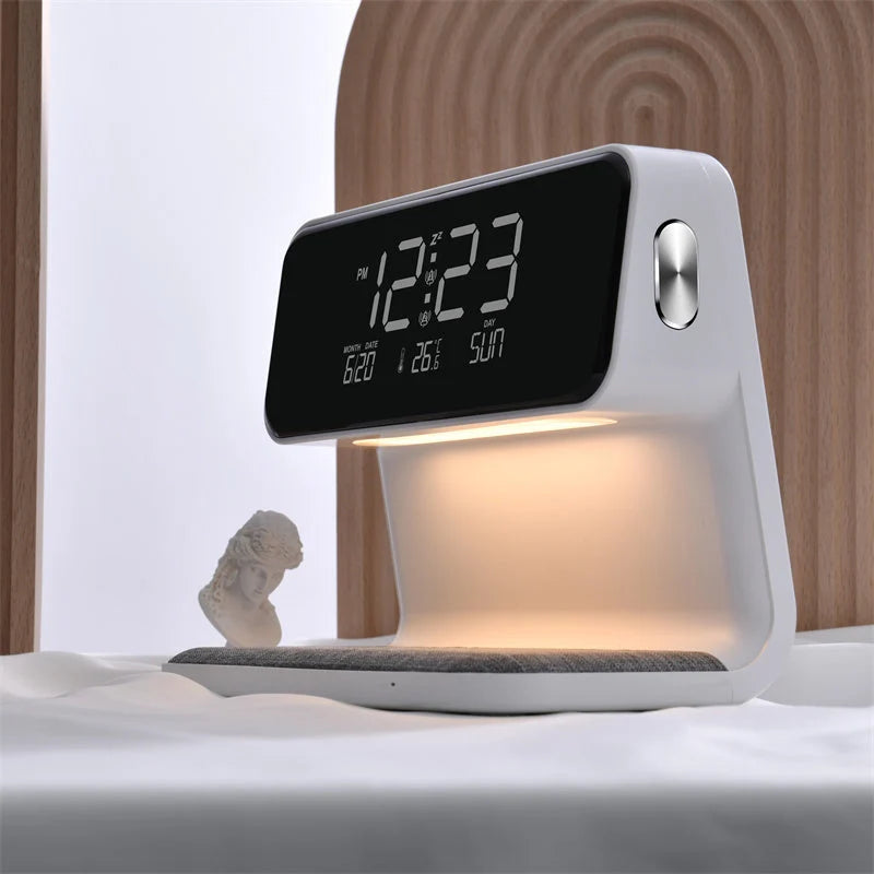 Nightstand Lamp Touch Dimmable LED LCD Alarm Qi 15W