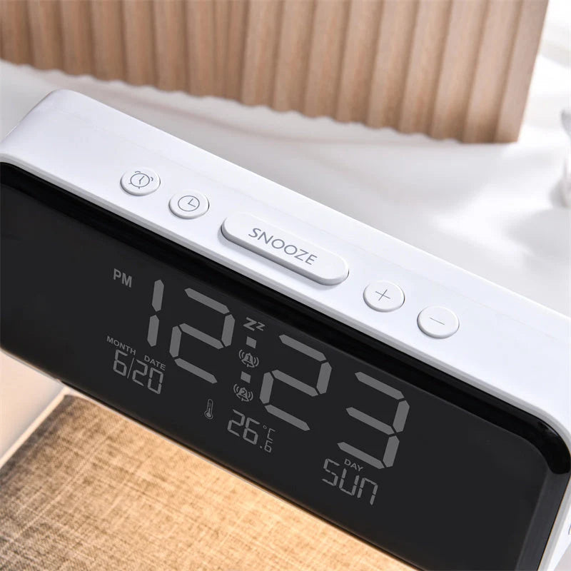 Nightstand Lamp Touch Dimmable LED LCD Alarm Qi 15W