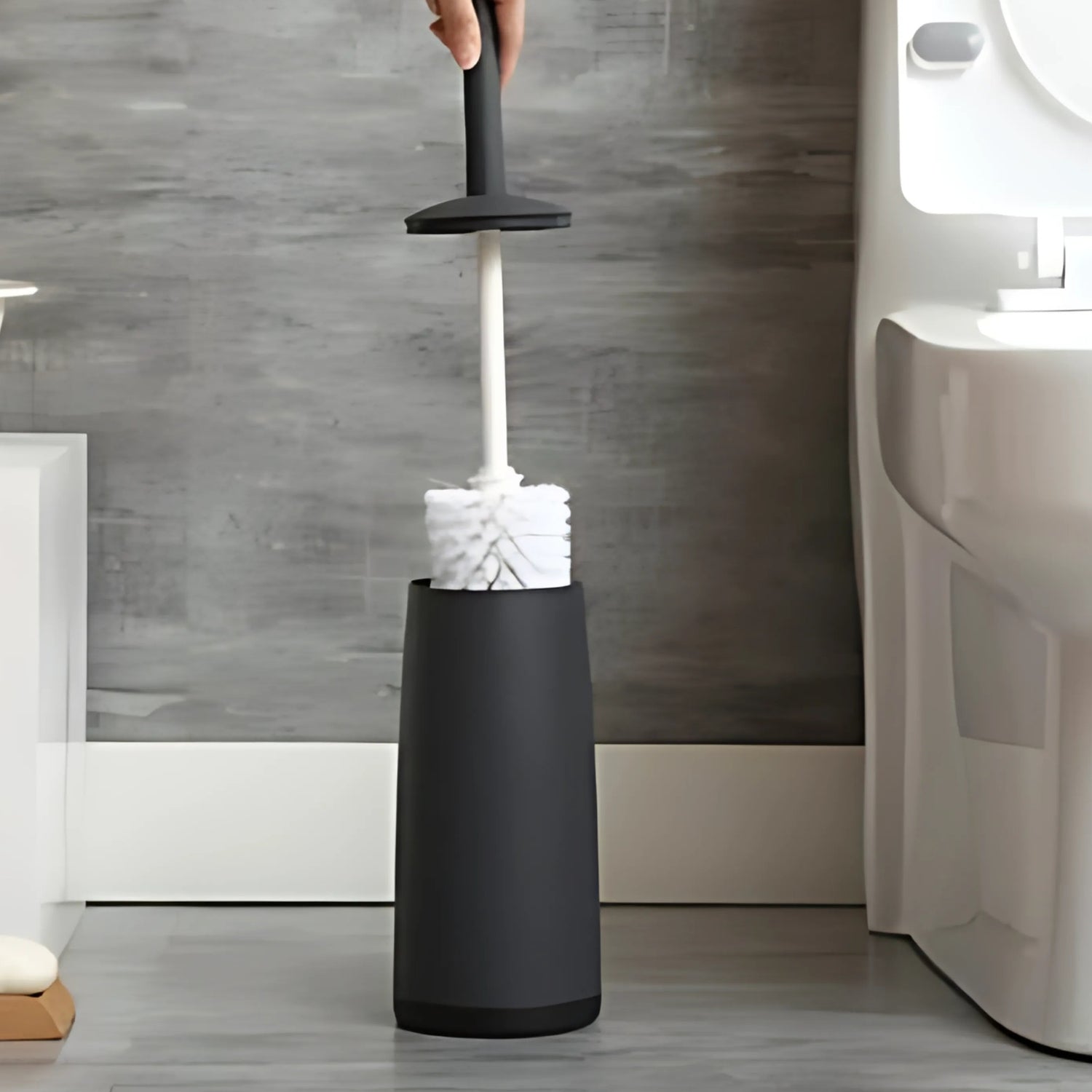 No-Dead-Corner Hard-Bristle Long-Handle Toilet Brush & Holder