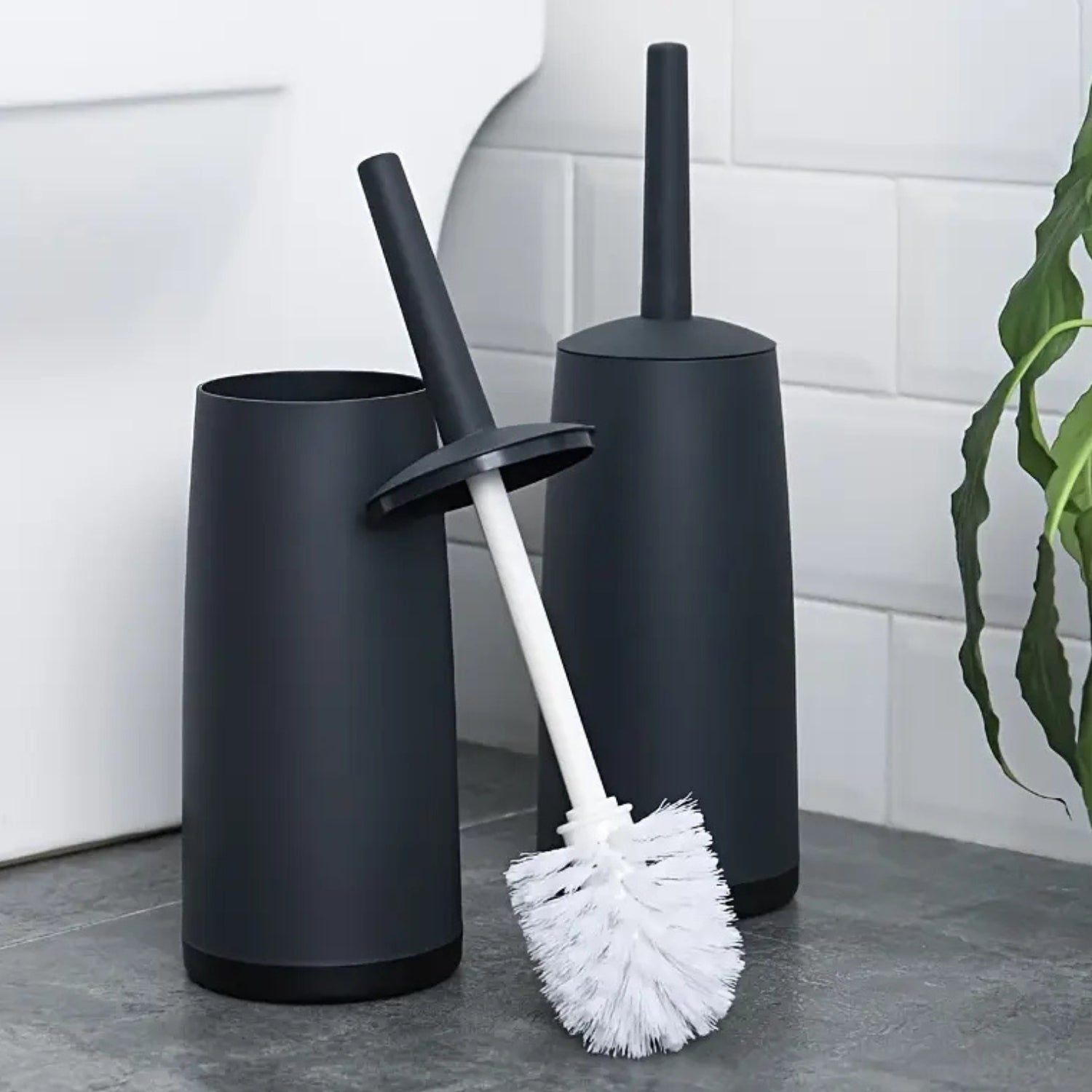 No-Dead-Corner Hard-Bristle Long-Handle Toilet Brush & Holder