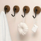No-Drill Self-Adhesive Natural Wood Wall Hook
