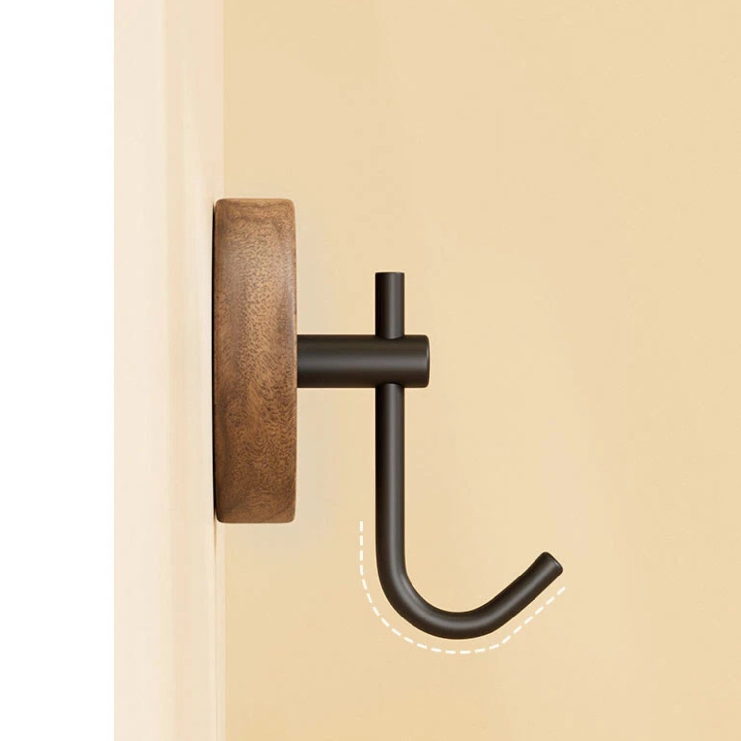No-Drill Self-Adhesive Natural Wood Wall Hook