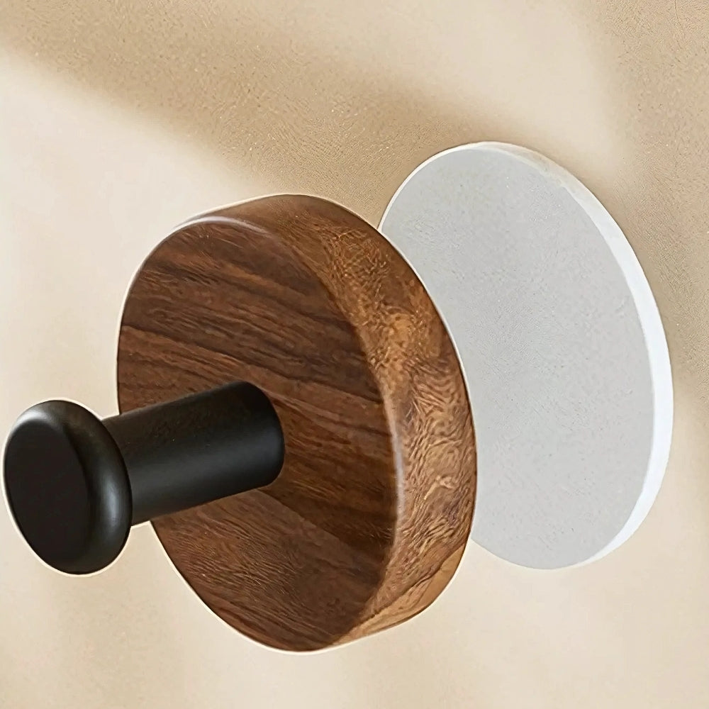 No-Drill Self-Adhesive Natural Wood Wall Hook