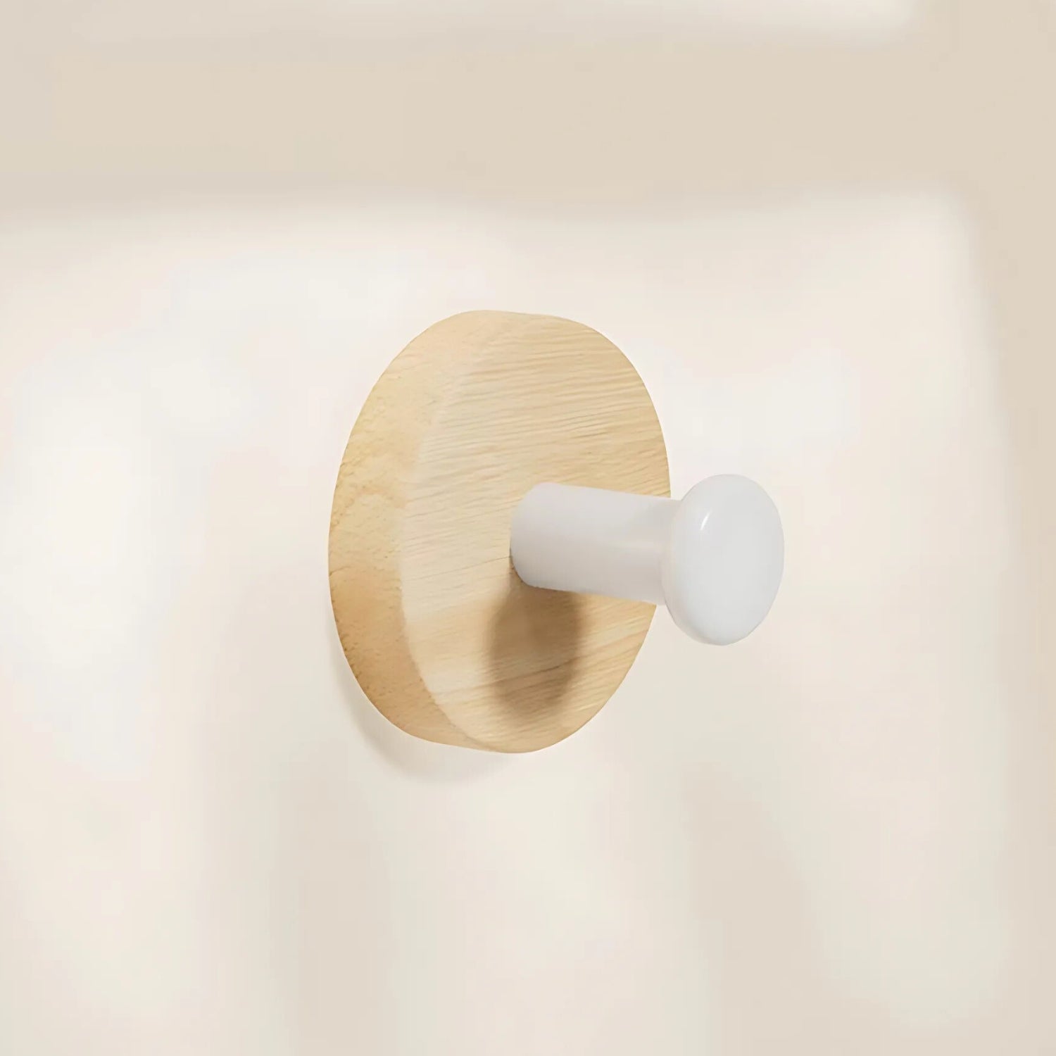 No-Drill Self-Adhesive Natural Wood Wall Hook