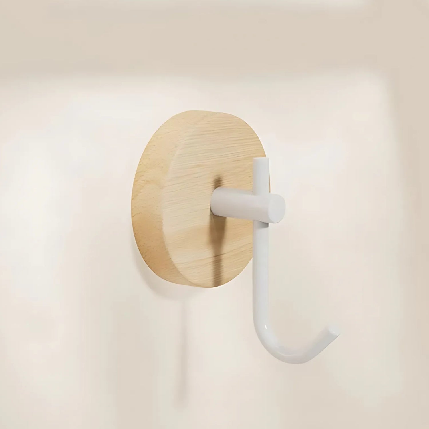 No-Drill Self-Adhesive Natural Wood Wall Hook