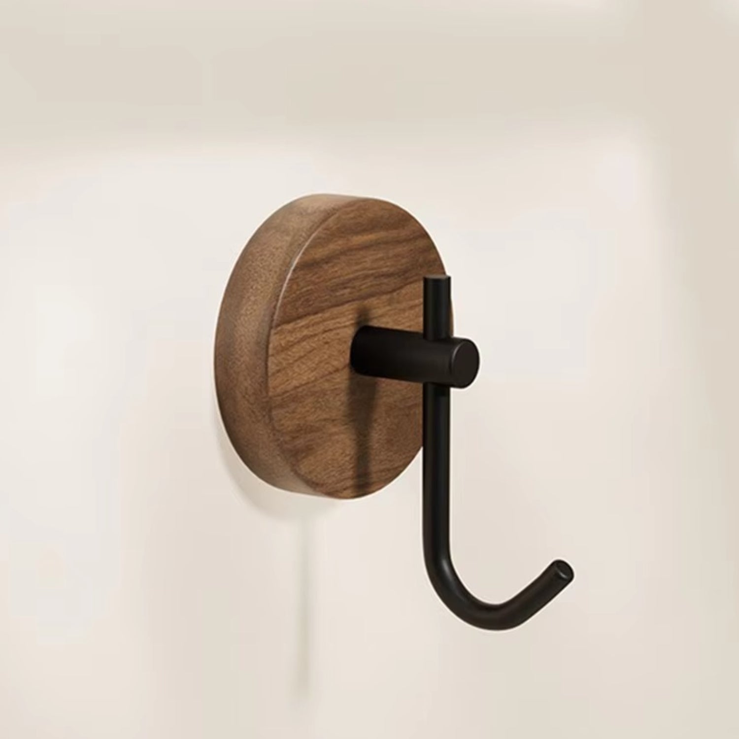No-Drill Self-Adhesive Natural Wood Wall Hook