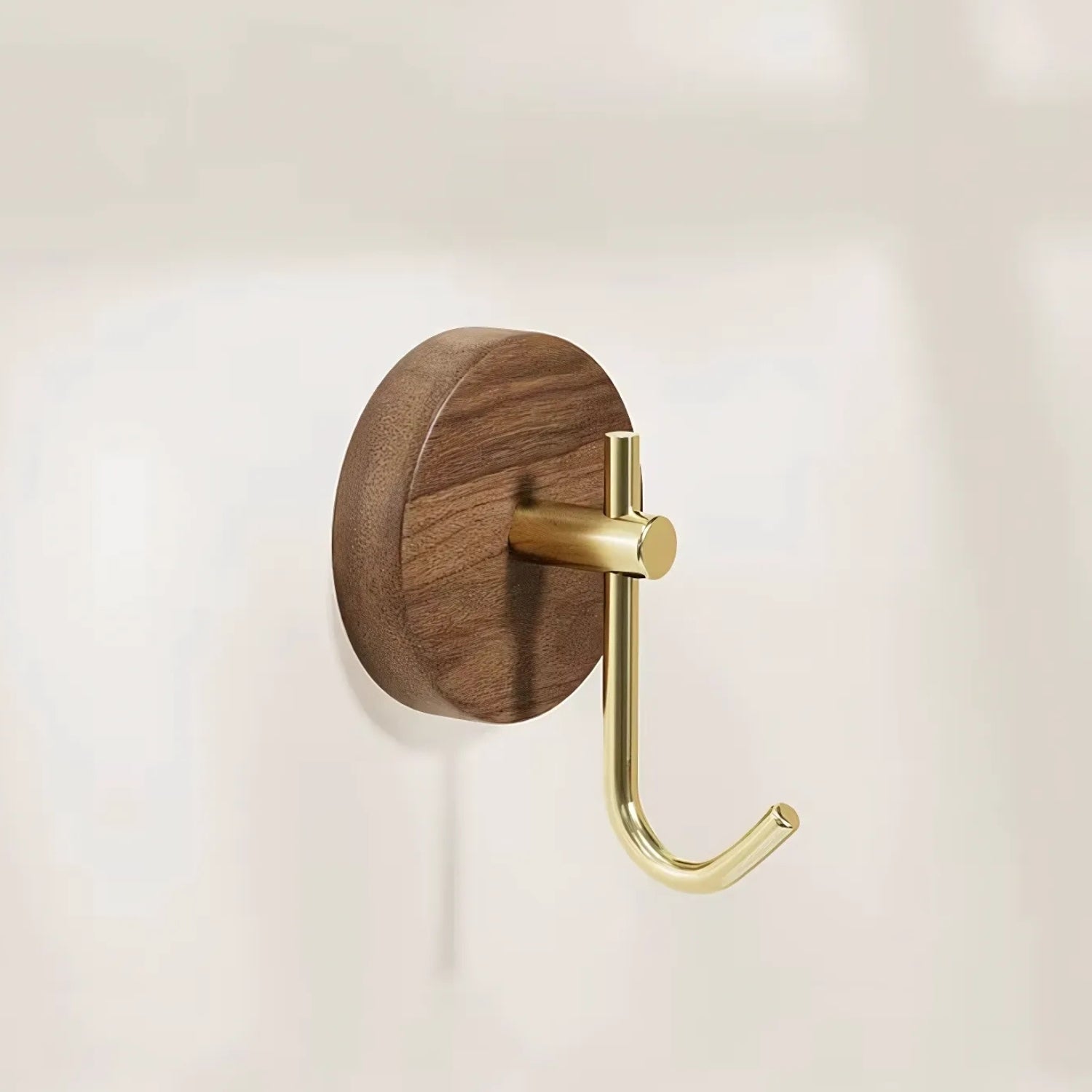 No-Drill Self-Adhesive Natural Wood Wall Hook