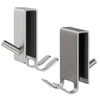 No-Drill Stainless Steel Shower Door Hooks (Fits Frameless Glass)