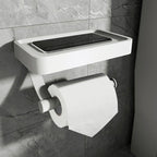 No-Drill Stainless Steel Toilet Paper Holder (Integrated Shelf)
