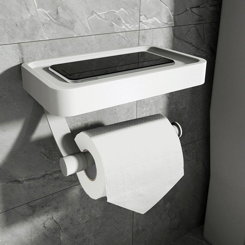 No-Drill Stainless Steel Toilet Paper Holder (Integrated Shelf)