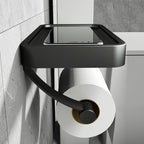 No-Drill Stainless Steel Toilet Paper Holder (Integrated Shelf)