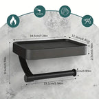 No-Drill Stainless Steel Toilet Paper Holder (Integrated Shelf)