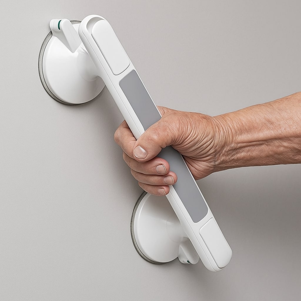 No-Drill Suction-Lock Ergonomic Bathroom Grab Bar (With Safety Indicator)