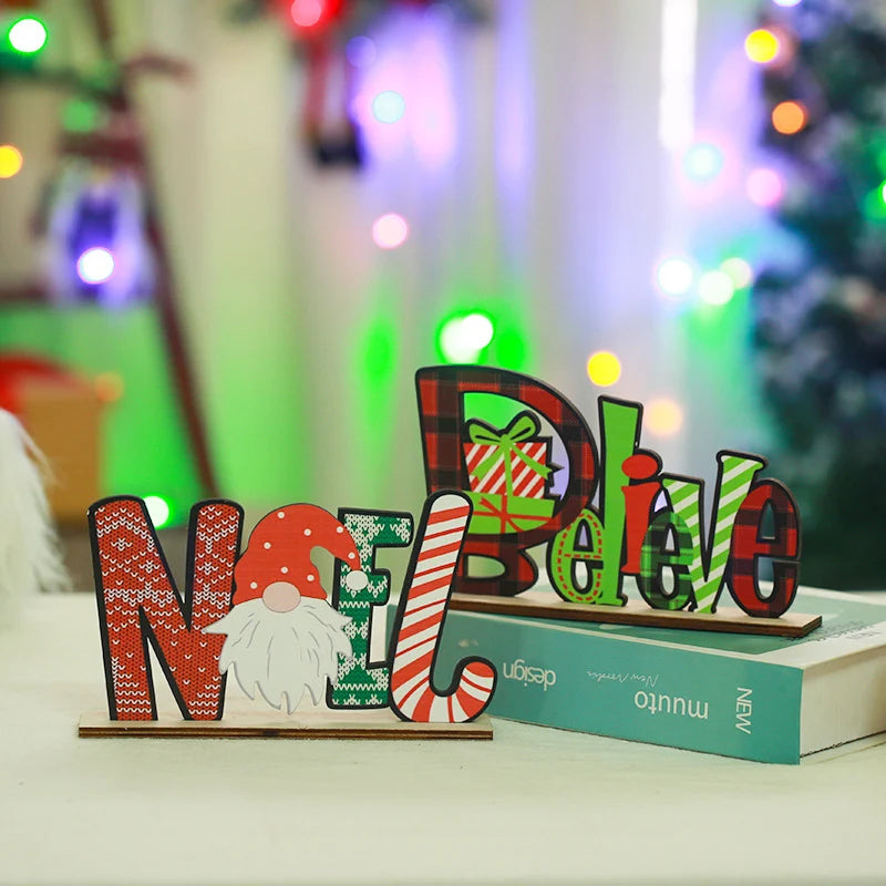 Noel Letters Wooden Santa & Gift Motifs