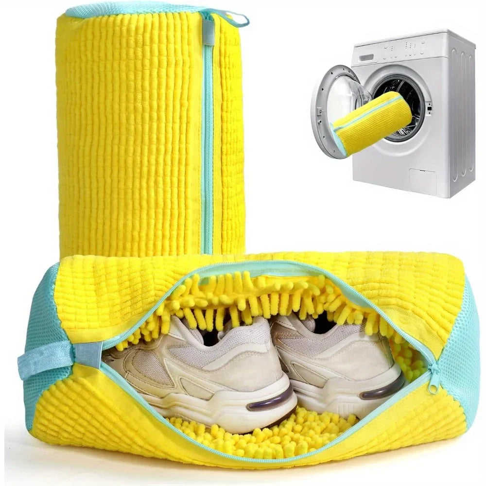 Noise-Reducing Chenille-Lined Shoe Laundry Bag