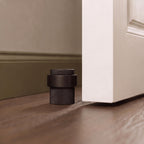 Noise-Reducing Floor-Mounted Rubber Door Stop (Knurled Brass Accent)