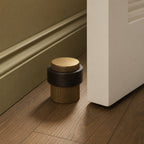 Noise-Reducing Floor-Mounted Rubber Door Stop (Knurled Brass Accent)