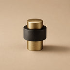 Noise-Reducing Floor-Mounted Rubber Door Stop (Knurled Brass Accent)