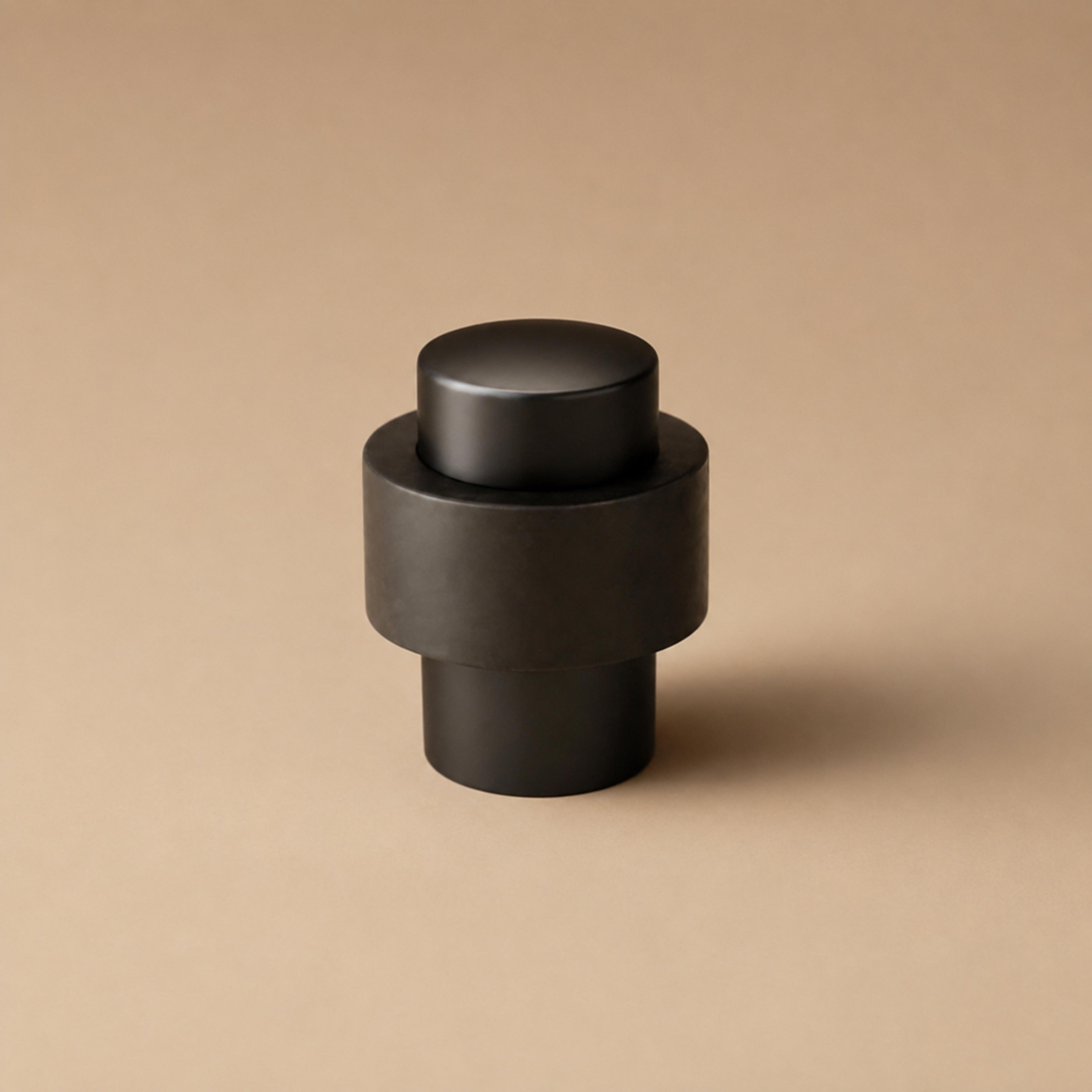 Noise-Reducing Floor-Mounted Rubber Door Stop (Knurled Brass Accent)