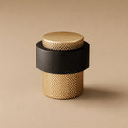 Noise-Reducing Floor-Mounted Rubber Door Stop (Knurled Brass Accent)