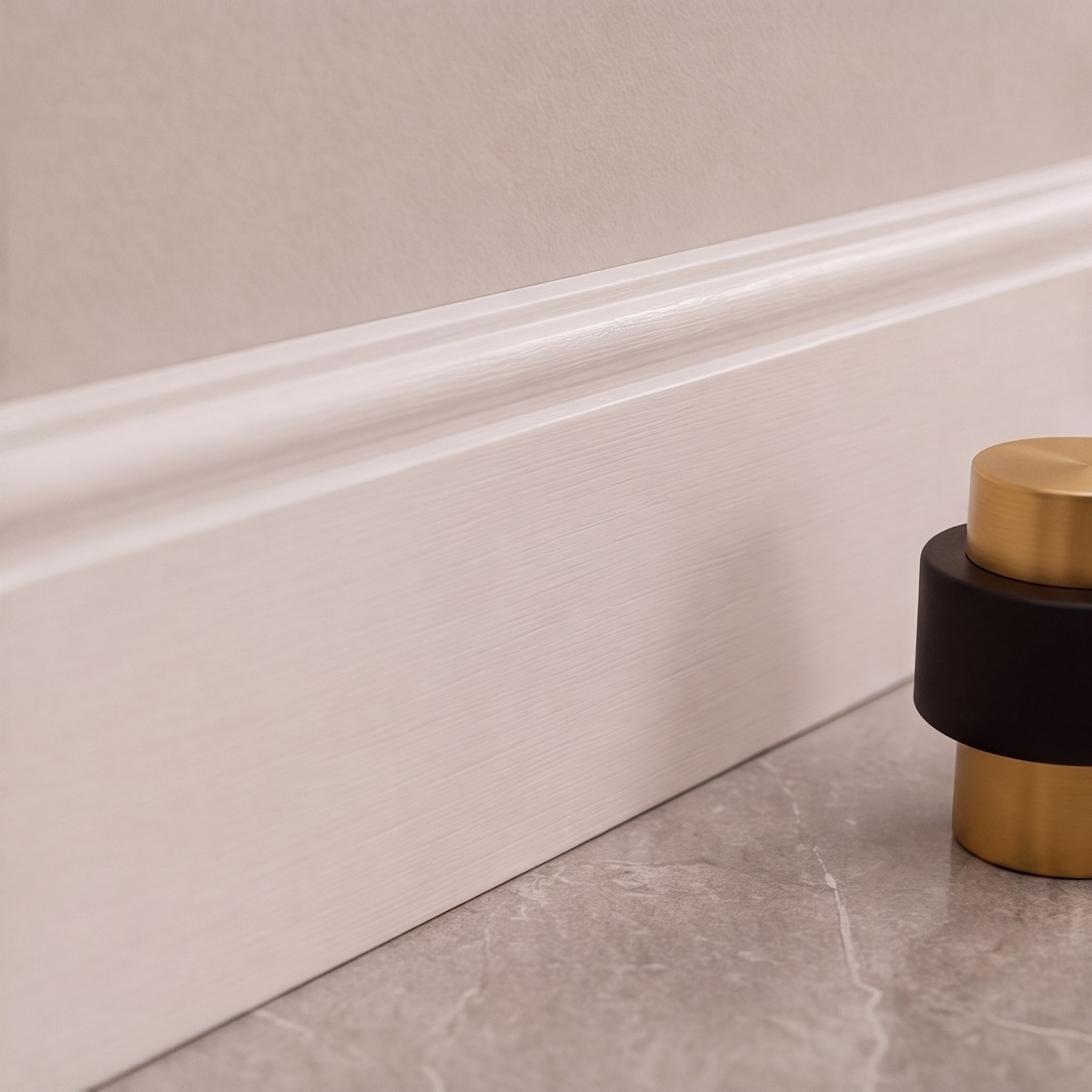 Noise-Reducing Floor-Mounted Rubber Door Stop (Knurled Brass Accent)