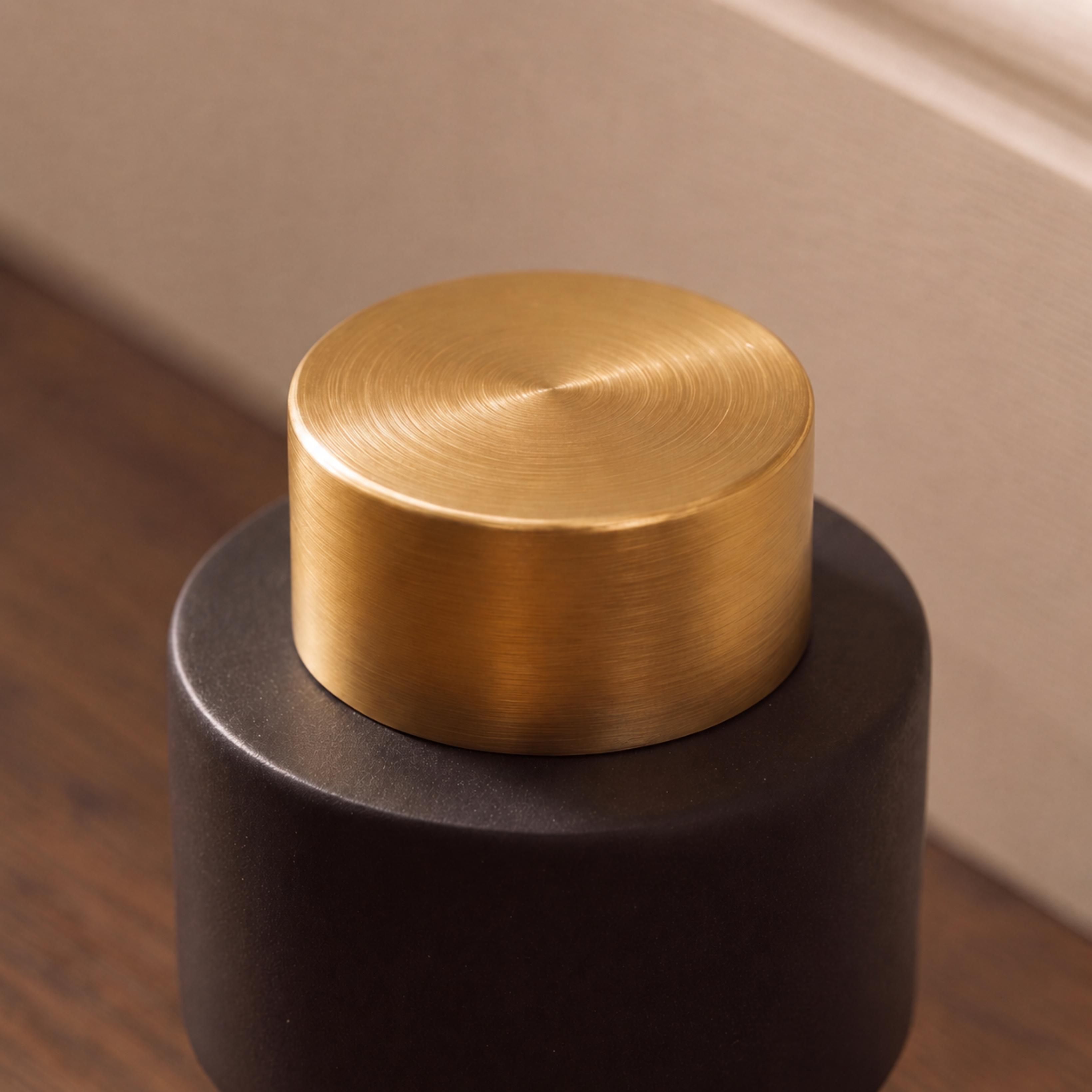 Noise-Reducing Floor-Mounted Rubber Door Stop (Knurled Brass Accent)