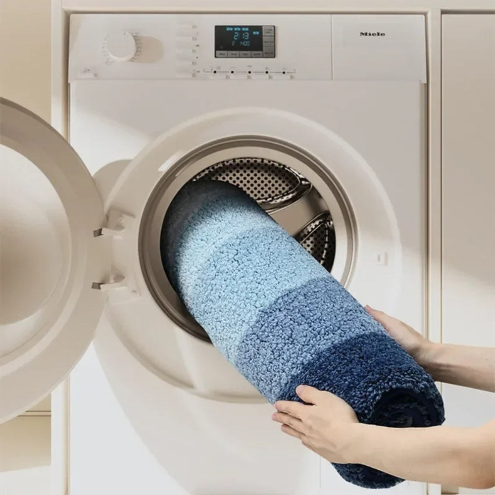 Non-Slip Absorbent Coastal Wave Bath Mat (Machine Washable)