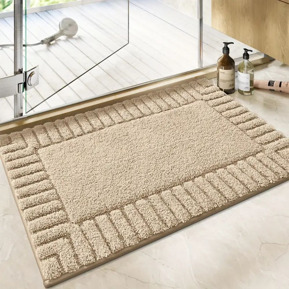 Non-Slip Flocked Stripe Bath Rug