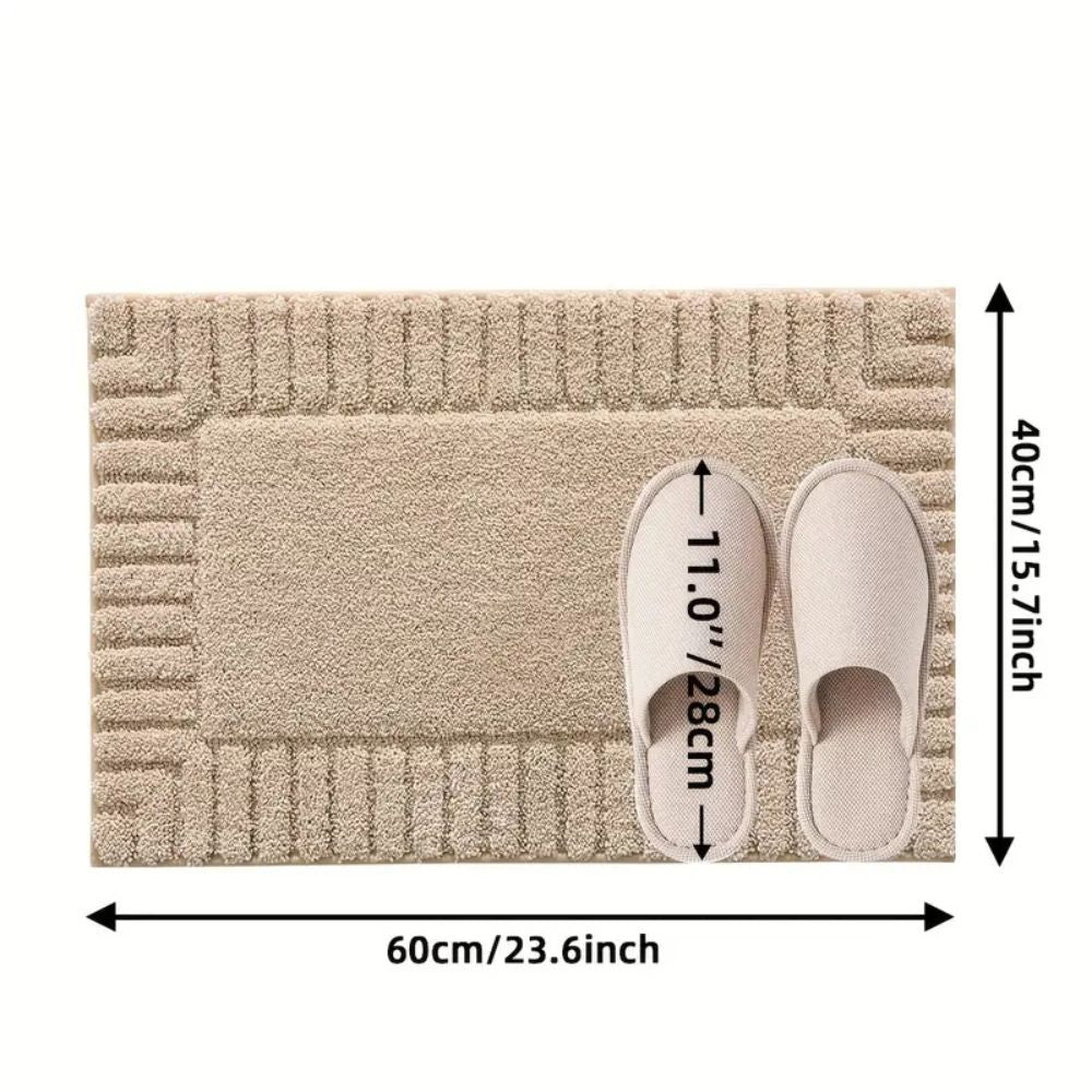 Non-Slip Flocked Stripe Bath Rug
