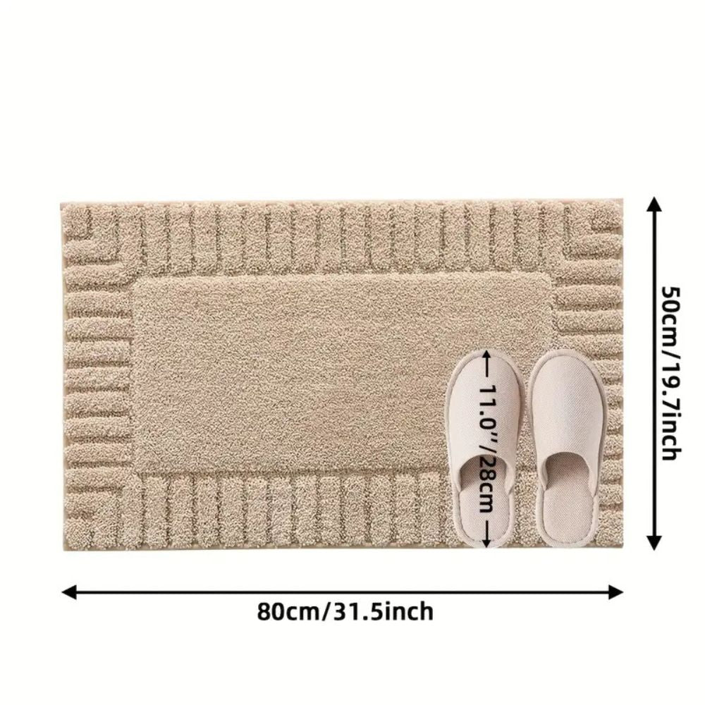 Non-Slip Flocked Stripe Bath Rug