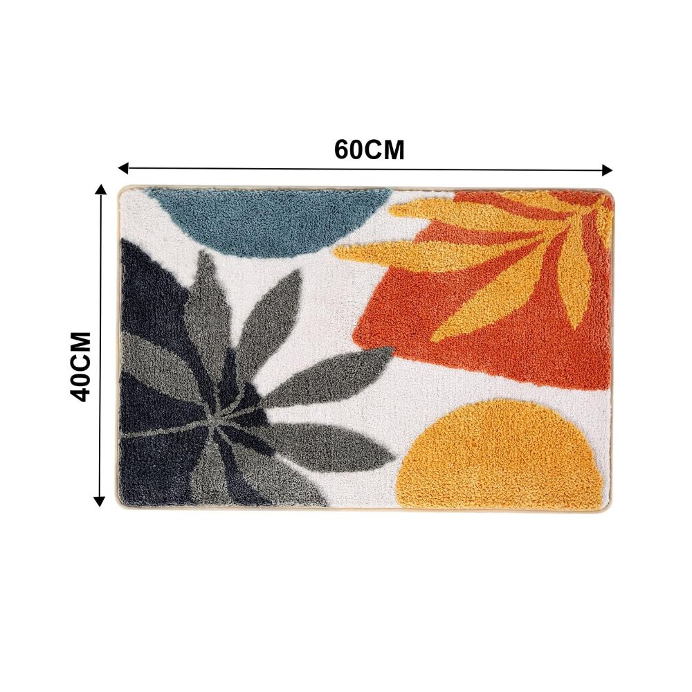 Non-Slip Floral Microfiber Bath Mat (Machine Washable)