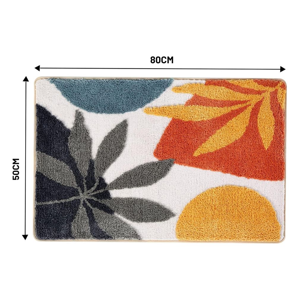 Non-Slip Floral Microfiber Bath Mat (Machine Washable)