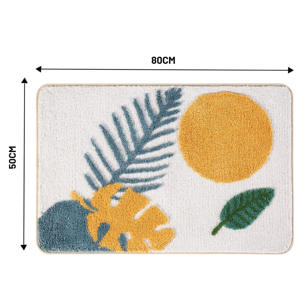 Non-Slip Floral Microfiber Bath Mat (Machine Washable)