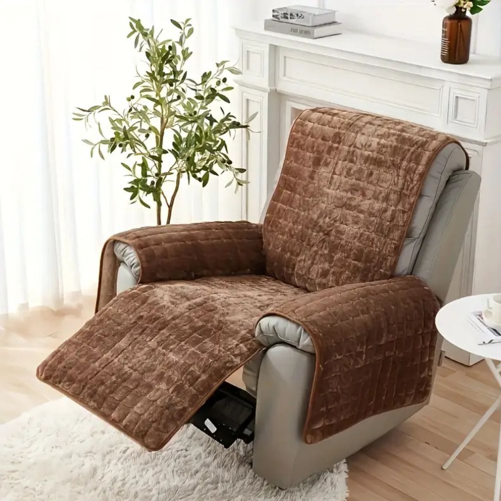 Non-Slip Plush Microfiber Quilted Recliner Cover (Single Recliner)