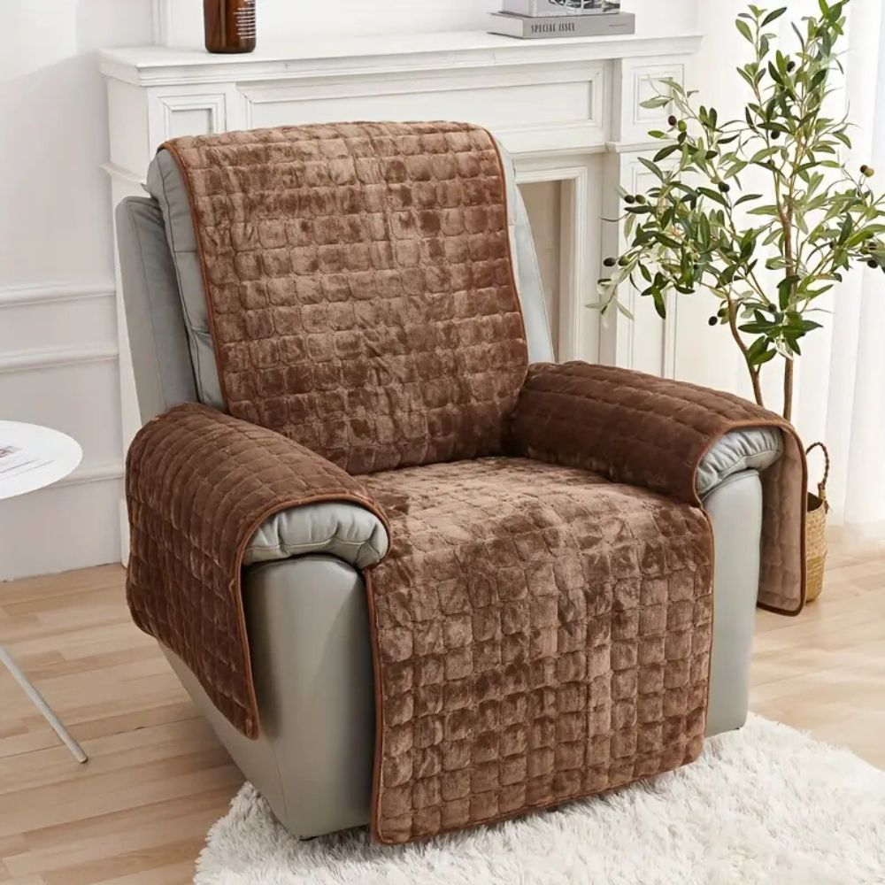 Non-Slip Plush Microfiber Quilted Recliner Cover (Single Recliner)