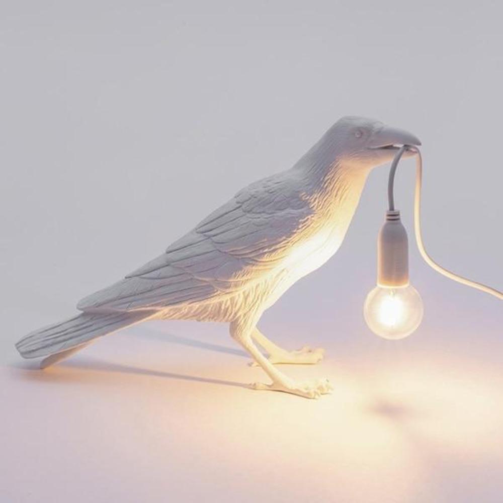 Nordic Crow Sculptural LED Table Lamp (Wall-Mount Option)