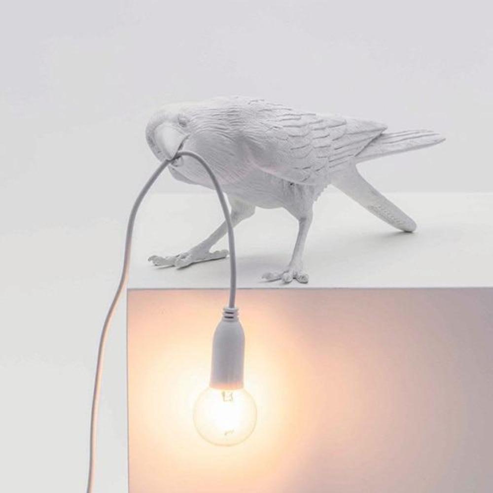 Nordic Crow Sculptural LED Table Lamp (Wall-Mount Option)