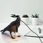 Nordic Crow Sculptural LED Table Lamp (Wall-Mount Option)