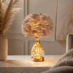 Nordic Feather Shade Iron Base Table Lamp (E27 LED Included)