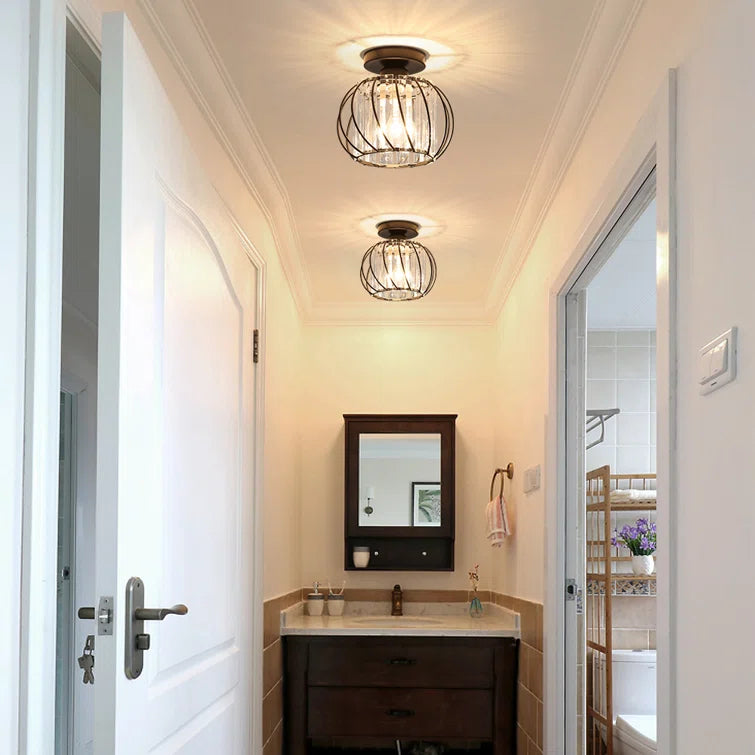 Nordic Glass & Crystal Flush Mount Ceiling Light