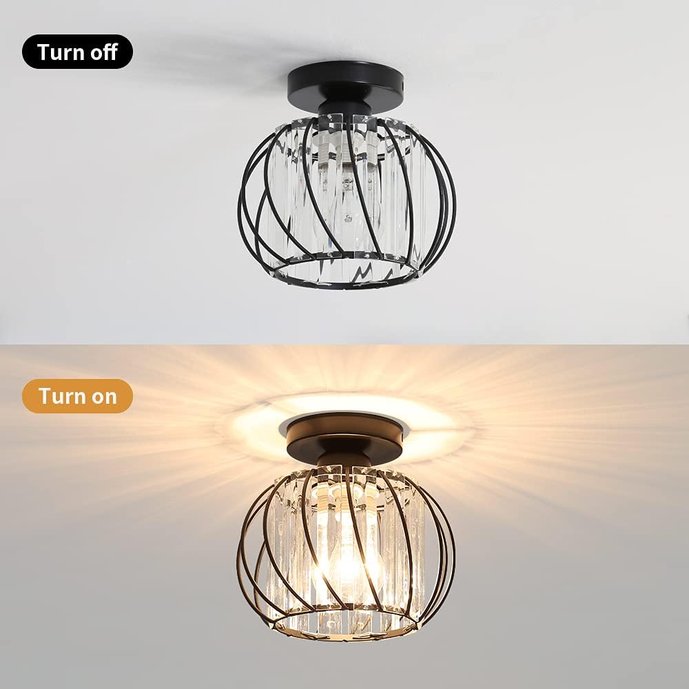 Nordic Glass & Crystal Flush Mount Ceiling Light