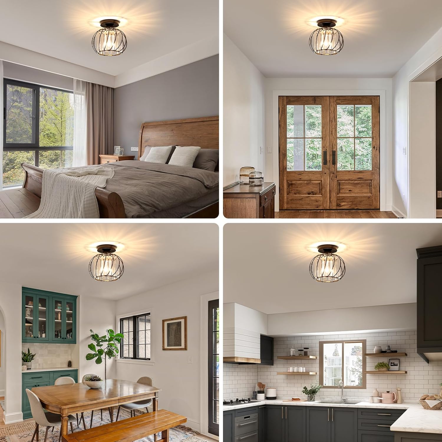 Nordic Glass & Crystal Flush Mount Ceiling Light