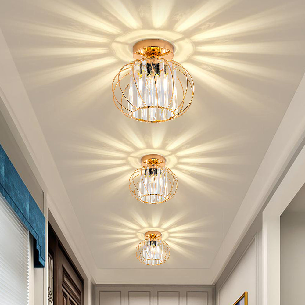 Nordic Glass & Crystal Flush Mount Ceiling Light