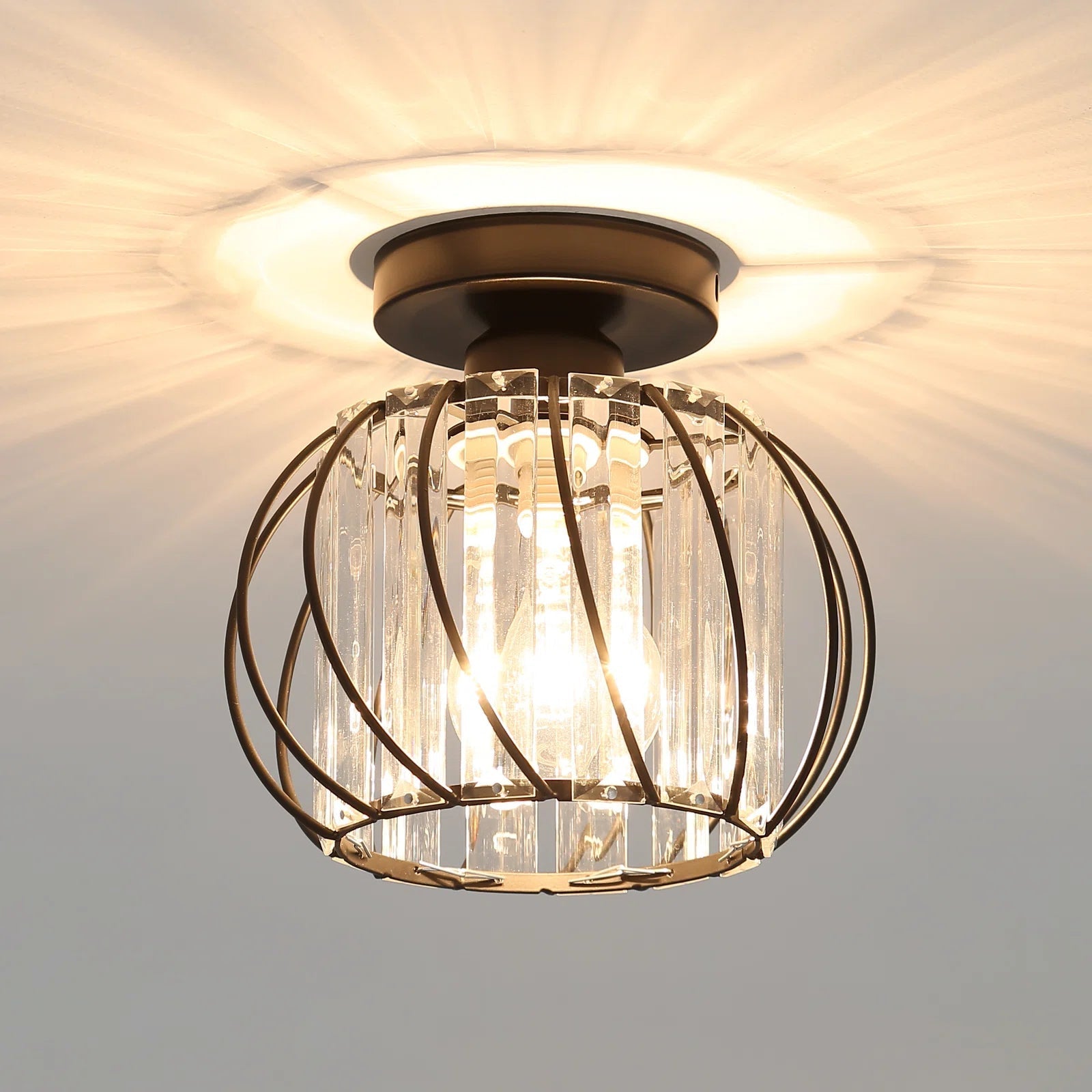 Nordic Glass & Crystal Flush Mount Ceiling Light